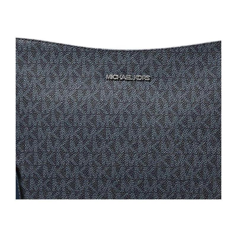 Michael Kors Jet Set Logo Print Silver Hardware Canvas Messenger Bag Crossbody Bag Large Women's Blue Black