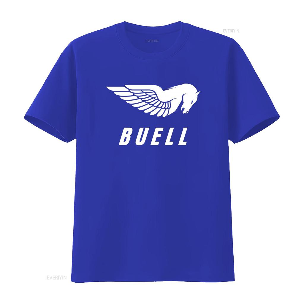 T-shirt con Stampa Logo Buell Motorcycles Girocollo vintage Lavata Comoda Elasticizzata moda Casuale Traspirante streetwear