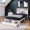 Children's Bed Single Bed Drawers Slatted Frame Functional Bed Bookshelf Storage Boys Girls Stable Multifunctional Wood 90x200cm White