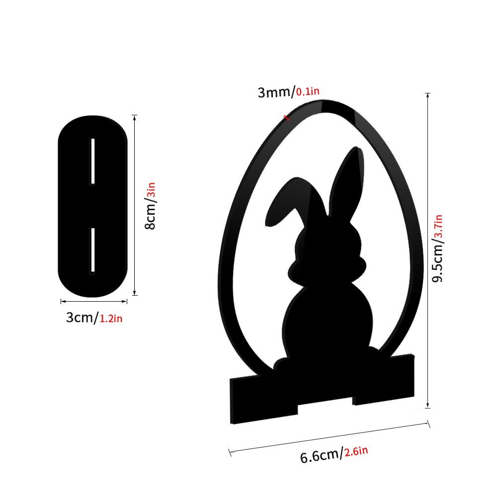 Cartoon Rabbit Easter Decorative Figurines Black Acrylic Hollow Carving Decoration Accessories Easter Egg Desktop Ornament