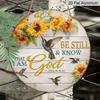 2D Flat, 1pc Round Aluminum Metal Sign | "Calm Mind, Clear Mind" Vintage Aluminum Plaque, Decorated with Sunflower and Hummingbird Design, Suitable
