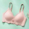 Women's Black Wireless Seamless Bra with Heart Detail Comfortable Push Up Bralette