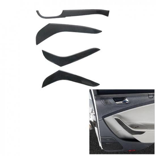 4Pcs For Volkswagen Passat Carbon Fiber Interior Door Armrest Panel Cover Trim