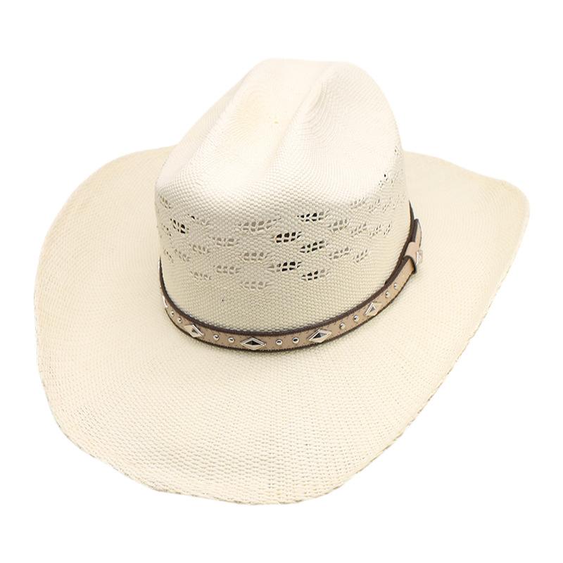 

Custom Knight Hat Western Cowboy Hat British Jazz Hat Woven Handmade Straw Hat L（58-60cm） слонова кістка