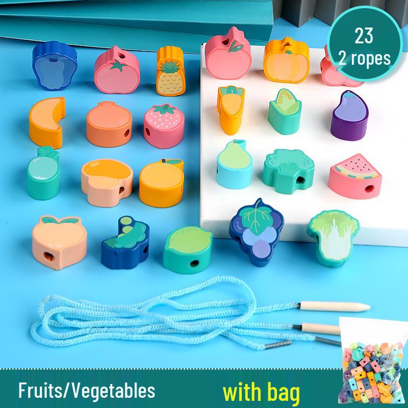 Wooden Animal & Fruit Stringing Educational Toy for Kids