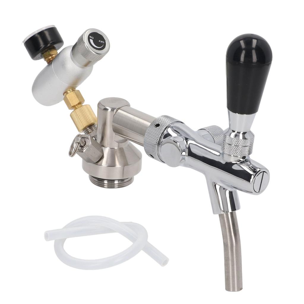 Beer Keg Dispenser Silver Stainless Steel Odorless Regulator Pressure Gauge Beer Keg Accessory Kit