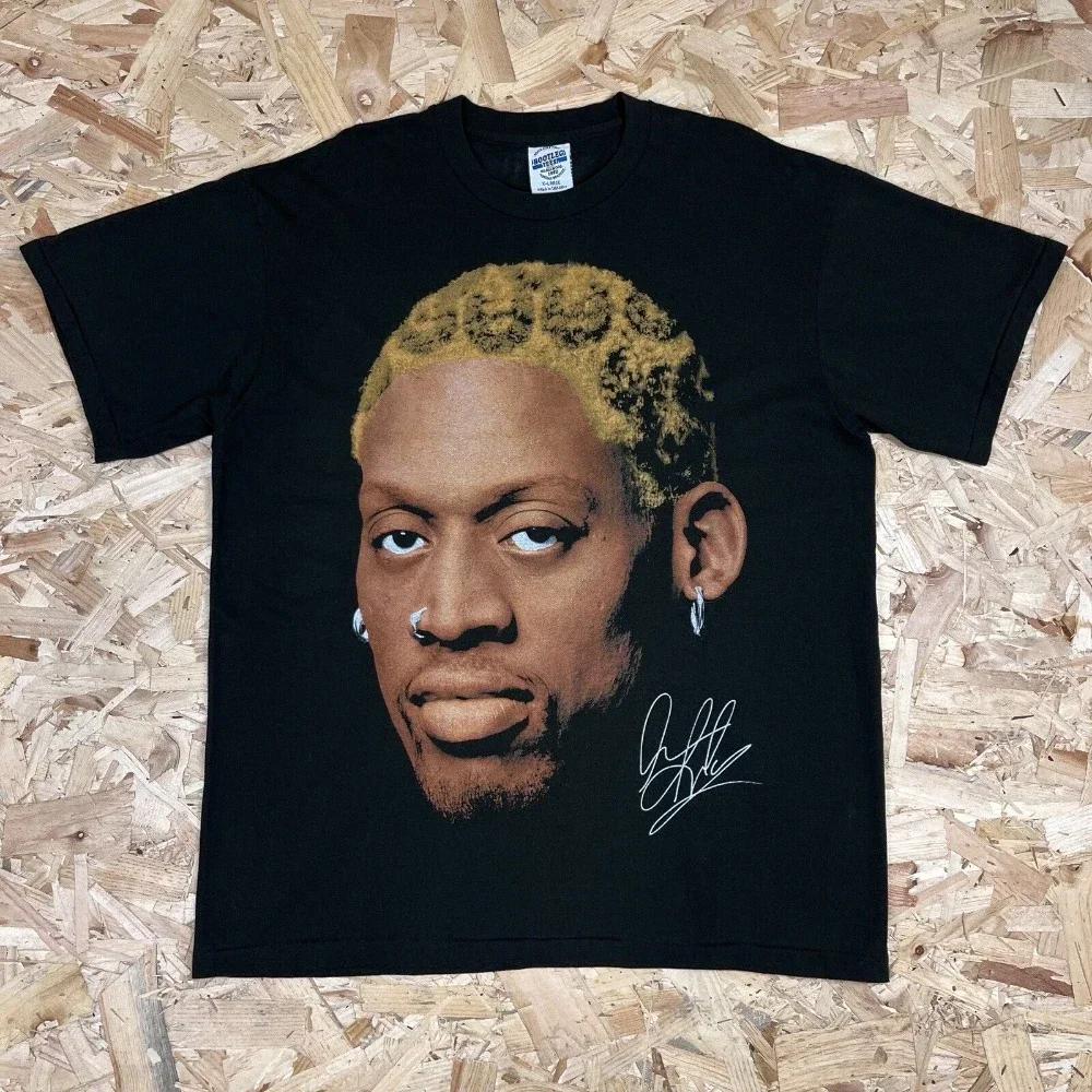 Móda Pánské Dámské Tričko Rodman Americká Street Velká Hlava Kulatý Výstřih Krátký Rukáv Bavlněné Tričko Volné Streetové Oblečení Topy Oblečení