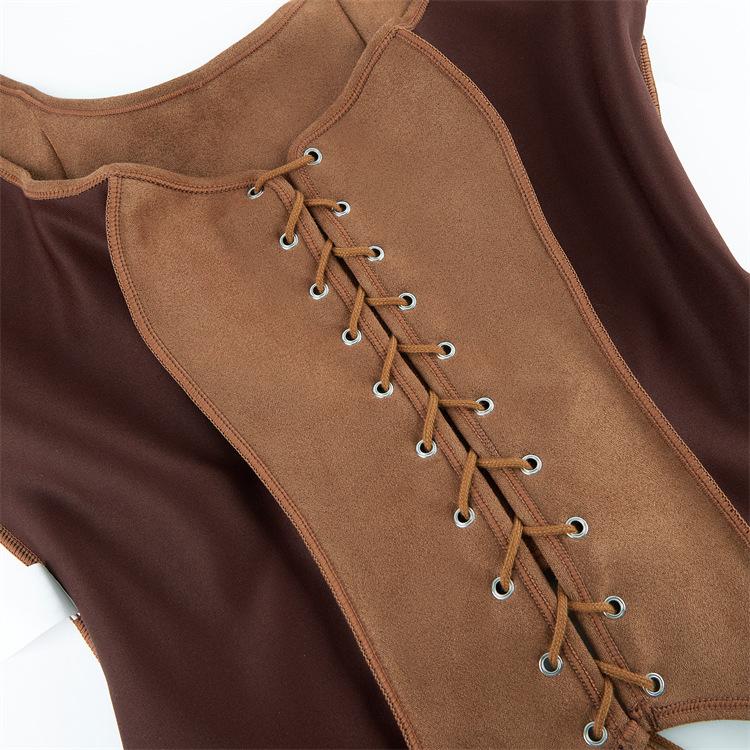 Medieval Women Vintage Suede Corset Top Victorian Pirate Lady Waistcoat Renaissance Cosplay Halloween Costume
