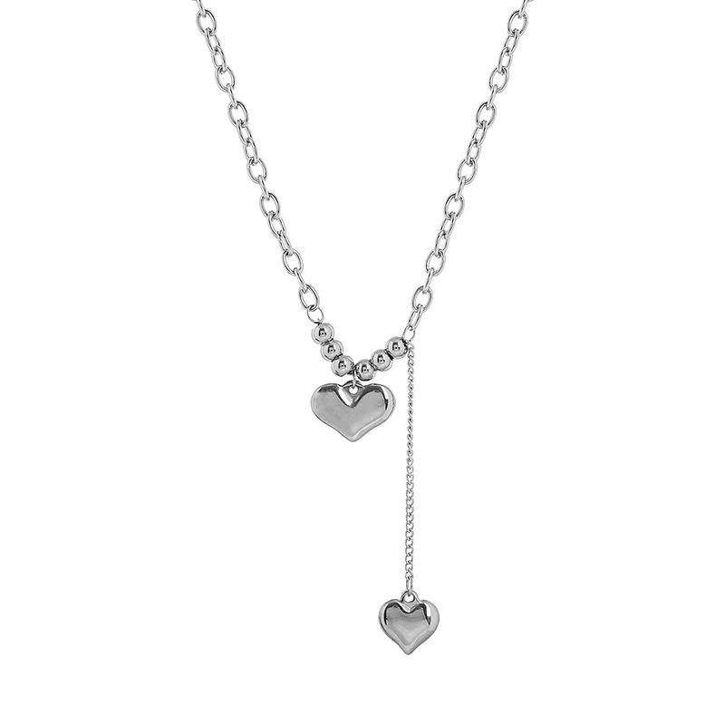 

Long metal love necklace ins hip hop sweet cool thick chain niche pendant