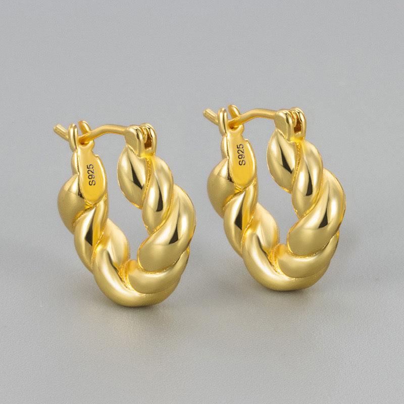 925 Sterling Silver Earrings For Women Trendy Gold Color Geometric Earring Jewelry Prevent Allergy Party Accessories Gift