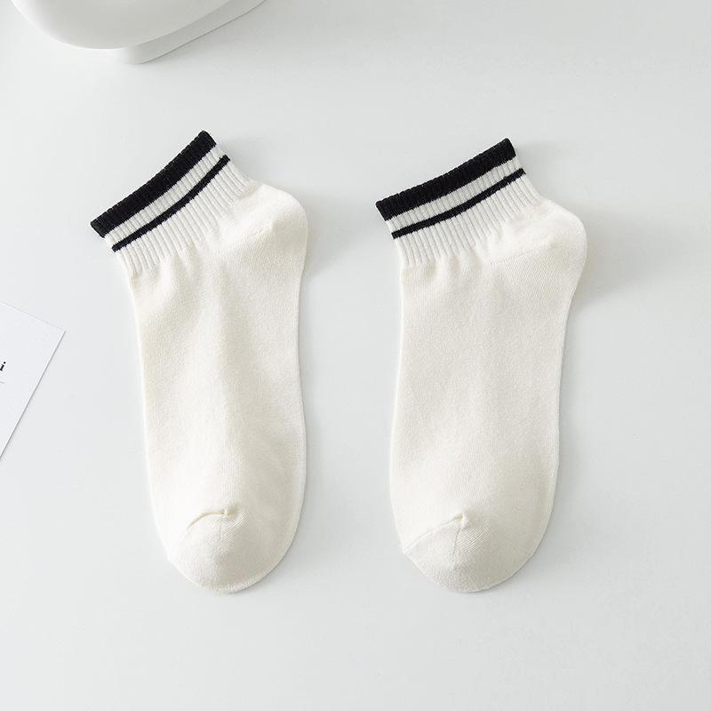 Women's Short Socks - Korean & Japanese Style, Sweat-Absorbing, Non-Slip, Solid Color, Spring/Autumn, Internet Trend