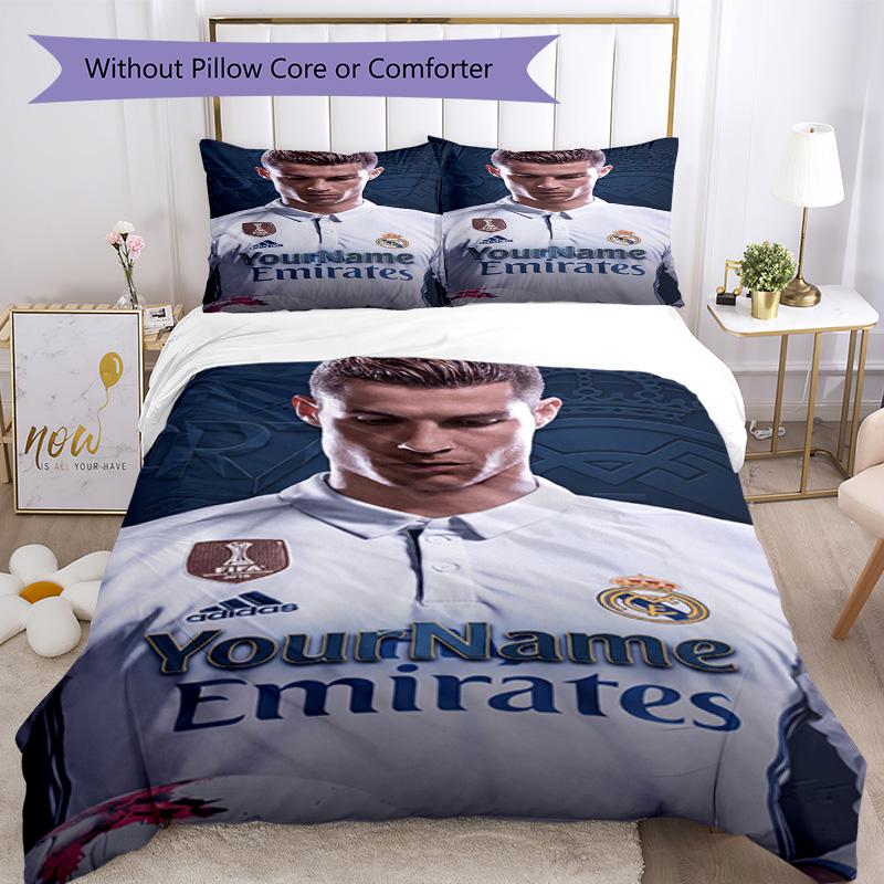 Cristiano Ronaldo 90 Customize Your Name Bedding Set Breathable Duvet Cover with Pillowcases Home Decoration Birthday Gift