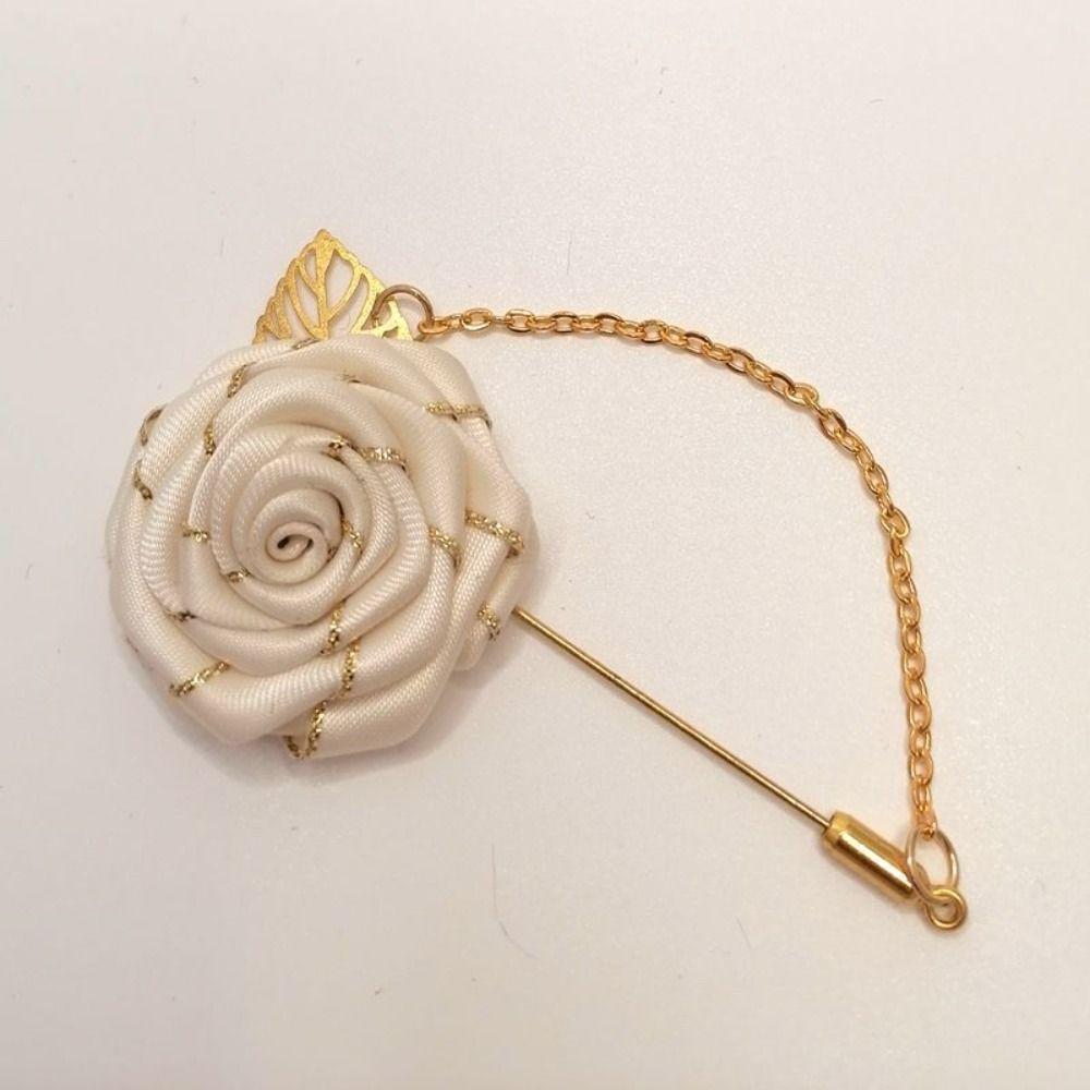 Manschettknappstillbehör Ros Krage Nål Blad Lapeldekoration Herr Corsage Tyg Blommig Märke