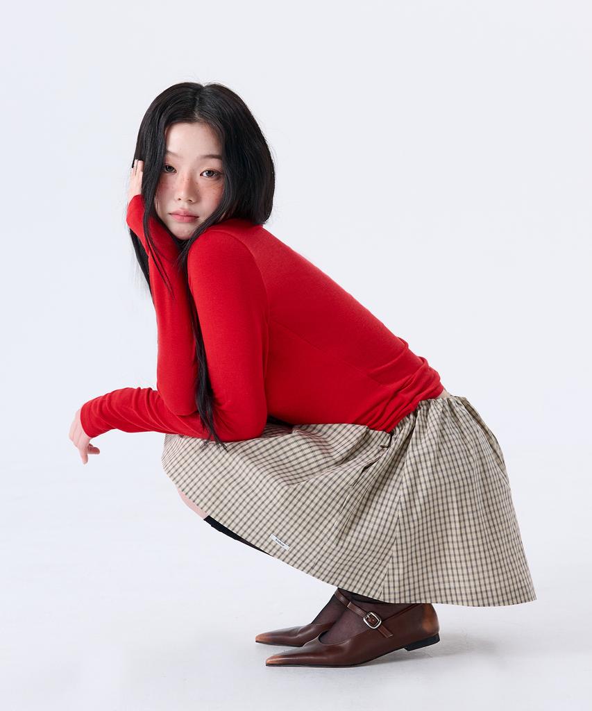 Kisyoleu Shirred Mini Skirt_Beige Check