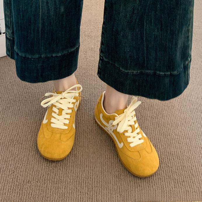 Rote deutsche Trainingsschuhe Damen 2025 neue Frühling Flache Schuhe Lässige Sportschuhe Leicht und nicht ermüdend Forrest Gump Schuhe Damen