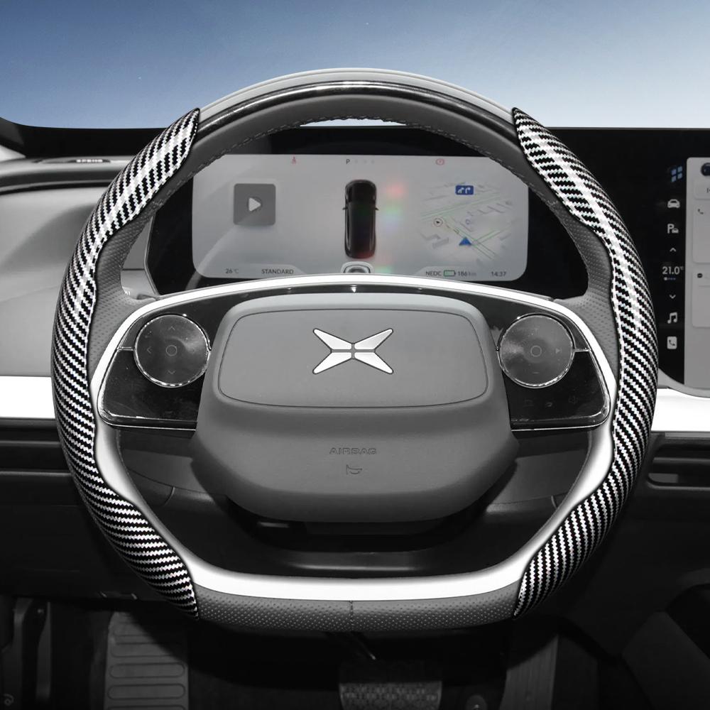 Zkfan8 Convient pour le volant Xpeng Texture Fibre de Carbone avec Design Segmenté à Libération Rapide, Durable, pour les Modèles Tels que G6 G9 P7 P7+