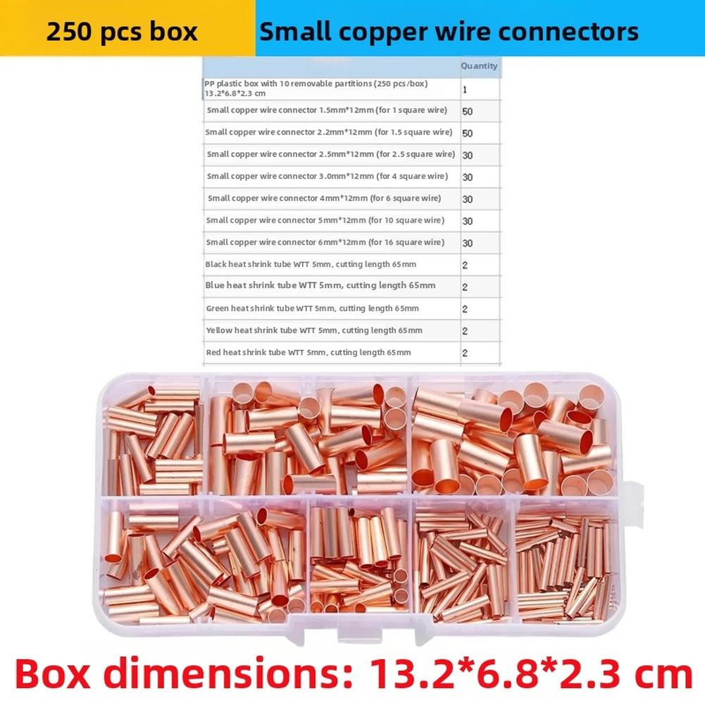 Copper Tubing Connectors 250pcs in Brass for Electrical Wiring Projects Requiring Consistent Connection Performance
