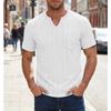 Mens Summer Casual Breathable Solid V Neck Short Sleeve Plus Size Loose T Shirt