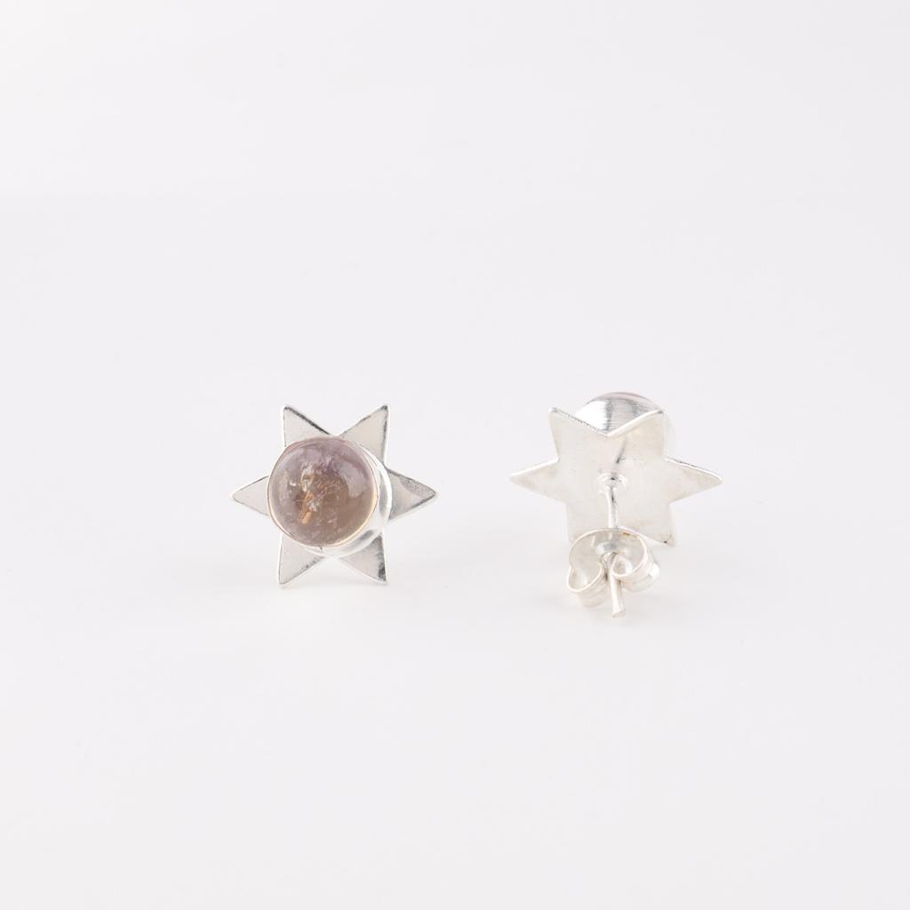 Ametrine Gemstone 925 Sterling Silver Jewelry Handmade Stud Earrings 0.44" Gift EE-175-25