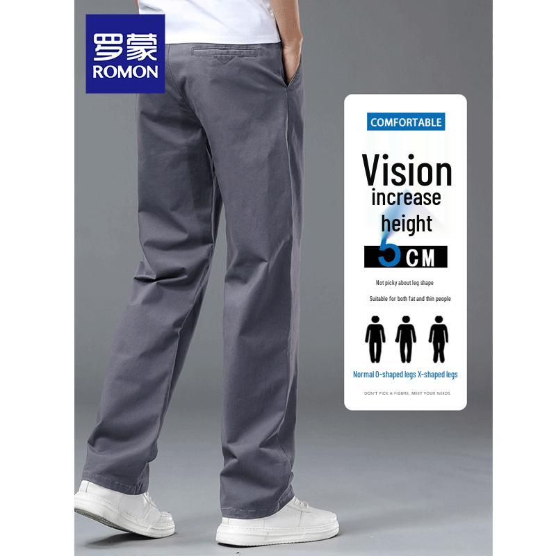 ROMON Men's Summer Thin Straight-Leg Cotton Casual Pants