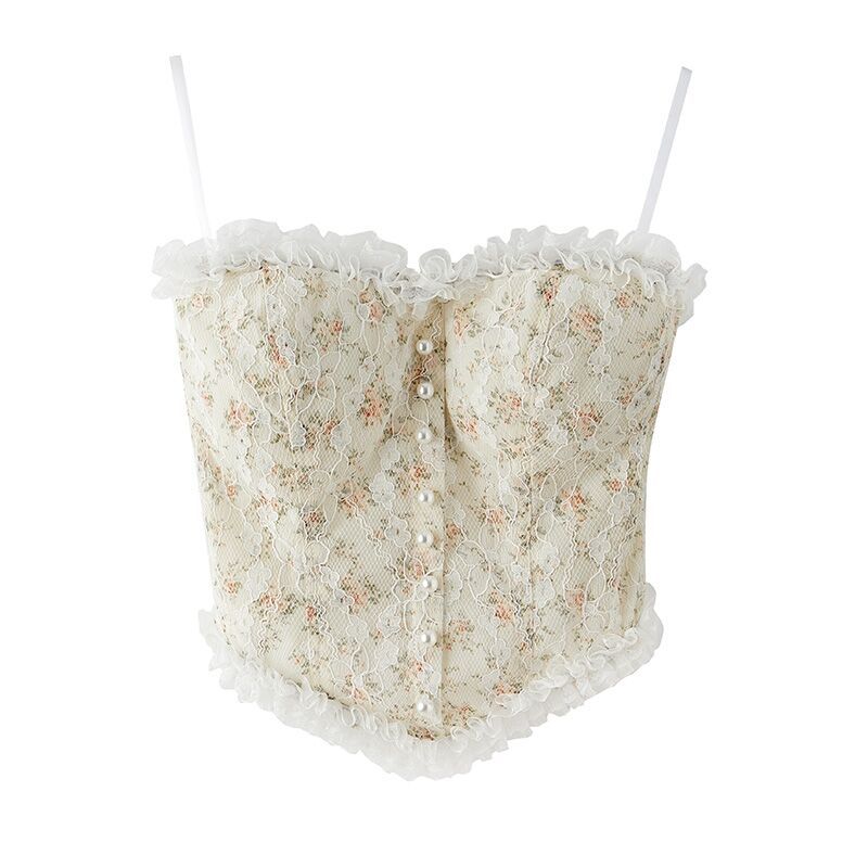 

Foreign Trade Slightly Oversized Girls Hot Girl Lace French Style Camisole White 4X