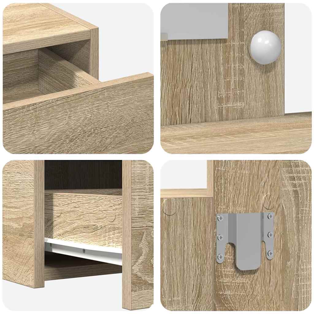 Makeup Table with Storage Brown 100 x 40 x 70 cm Engineered Wood