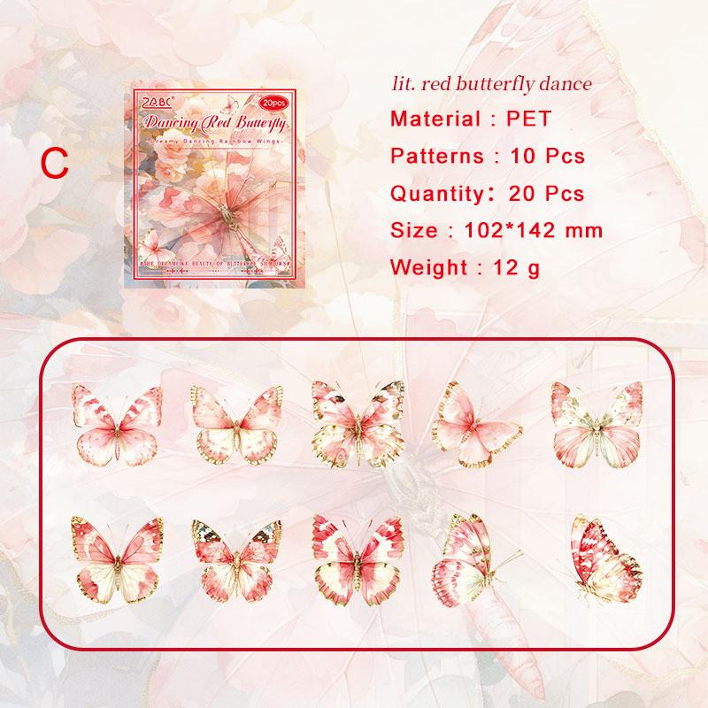 20pcs/pack PET Gilded Butterfly Stickers DIY Scrapbooking Collage Supplies Creative Decor Stationery Aesthetics Stickers