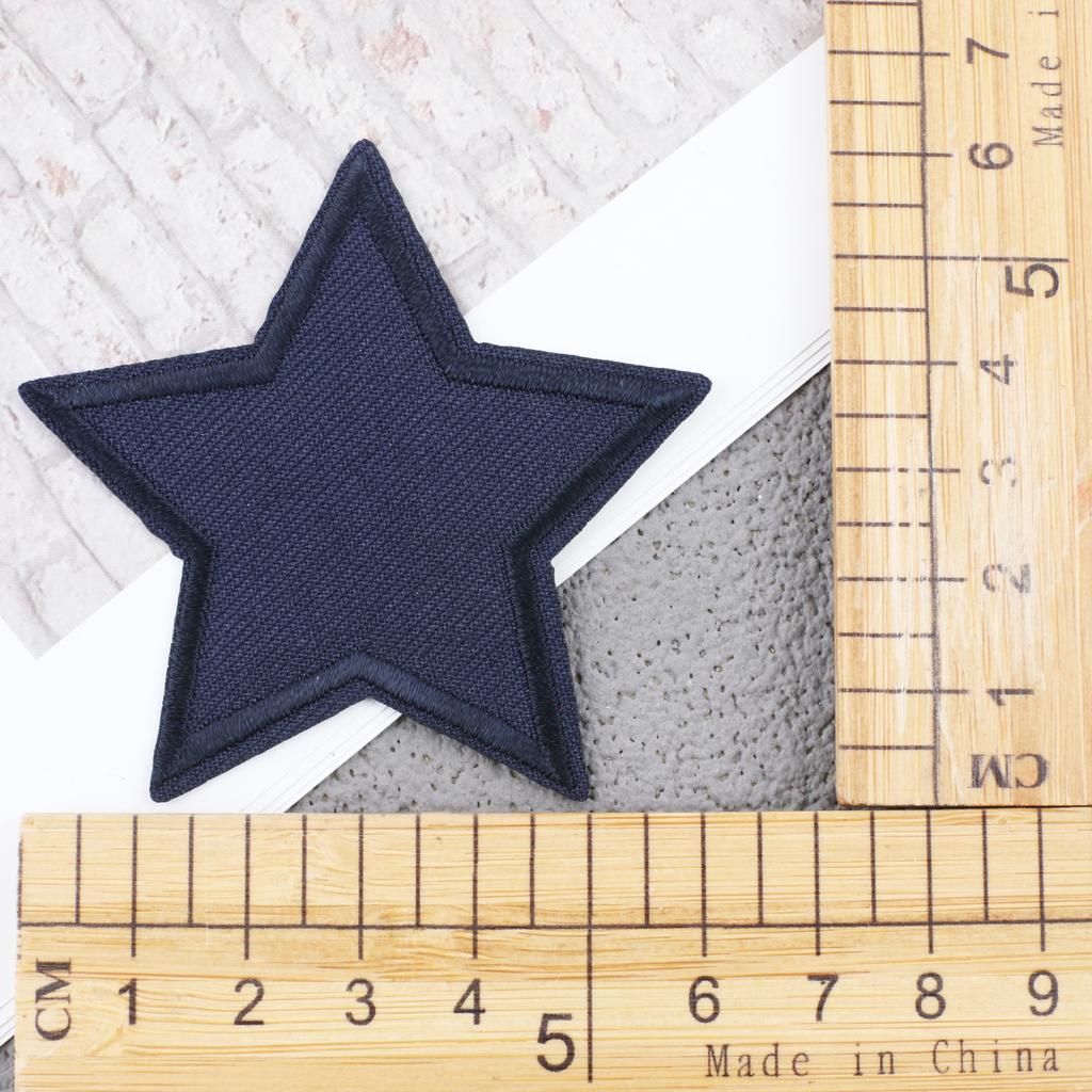 New Embroidery Cloth Sticker Navy Blue Twill Smiley Face Patch Sticker Computer Embroidery Chapter Boy Love Ironing Pentagram