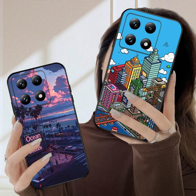 Sunset Xia Street For Xiaomi 11T 11 Ultra 12 12T Pro 14 15 13 Lite Mi Poco M4 5 M7 5G X4 X5 M6 C75 Pro X6 4G soft phone case