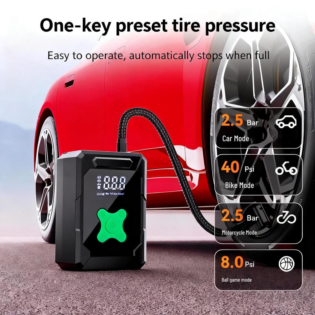 Wireless Dual-Use Portable Electric Mini Air Pump for Car & Bicycle Tires