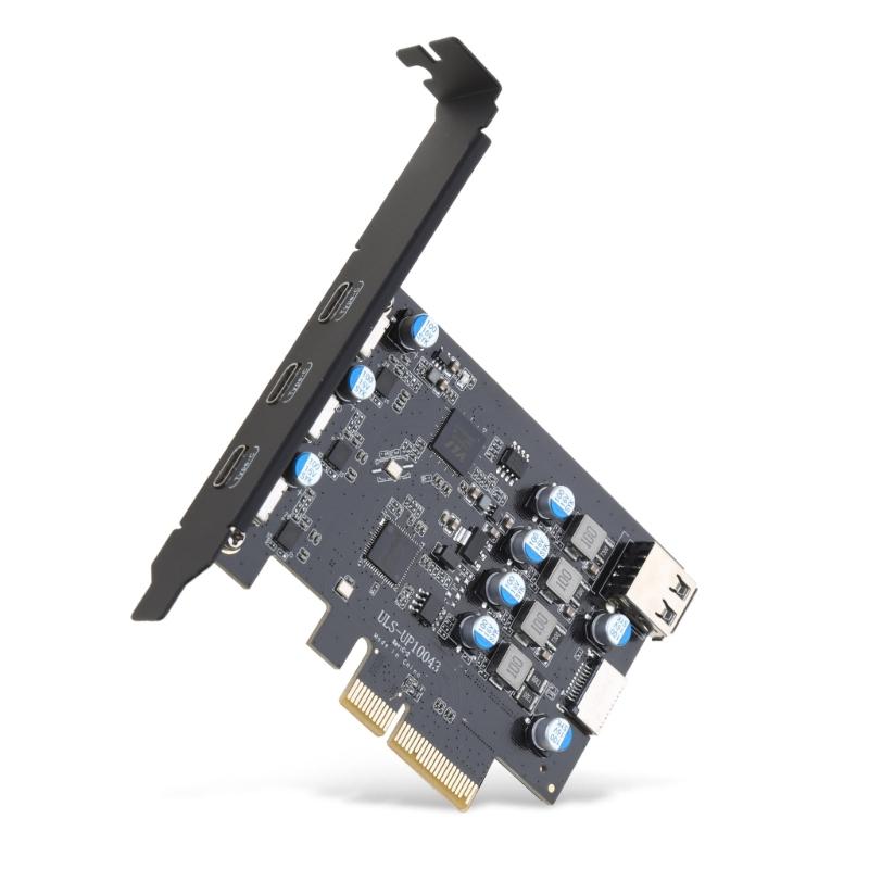 1PC PCI-E 4X PCI-Express To USB 3.2 Gen2 Type-C 3- Port Pansion Card Asm3142 Chip 20Gbps Support PCi-E 4 6 16