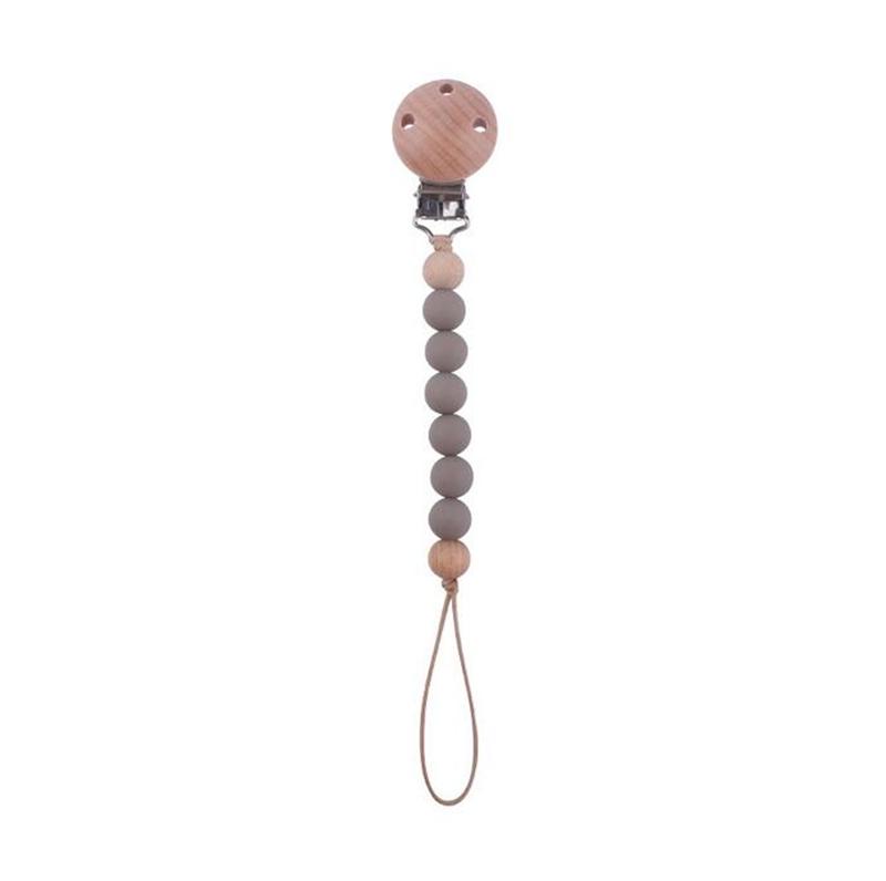 Beech Wood Chew Silicone Bead Pacifier Clips Dummy Chain Holder Newborn Soother Chains Nipple Holder Baby Teething Toys Gifts