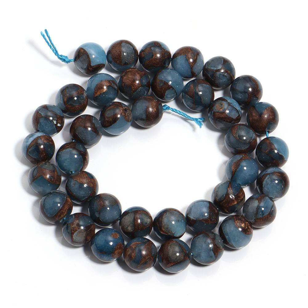 4 6 8 10 12mm Natural Stone Beads Blue Golden Color Stone Round Loose Beads For Jewelry Making DIY Bracelet Necklace Accessories