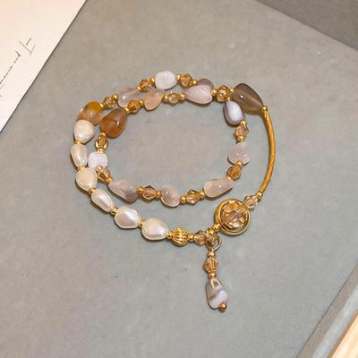 Double Layered Crystal Pearl Beaded Bracelet For Women Ethnic Style Beads Wrap Bangle Party Bohemia Vintage Jewelry