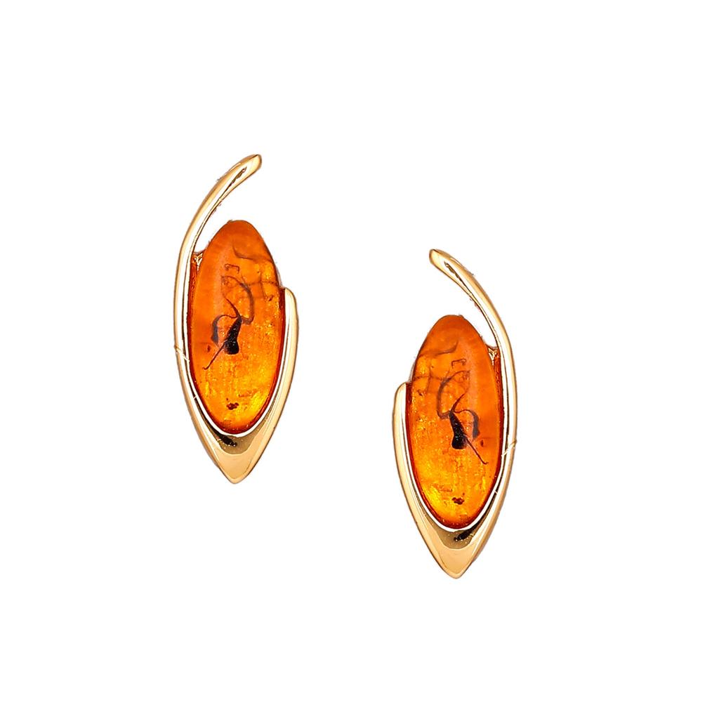Gold Plated Earrings with Red Enamel