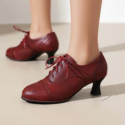 Scarpe Mocassini Casual Da Donna Moda Vintage Tacchi Bassi Rosso Nero Stringate Décolleté Calzature Scarpe Da Ufficio Da Donna Taglia Grande 45 48