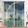 2pcs 2D flat printing Window Treatment Curtains Horse Rainbow Storms Polyester Without Electricity 0 Perfect for Decorations