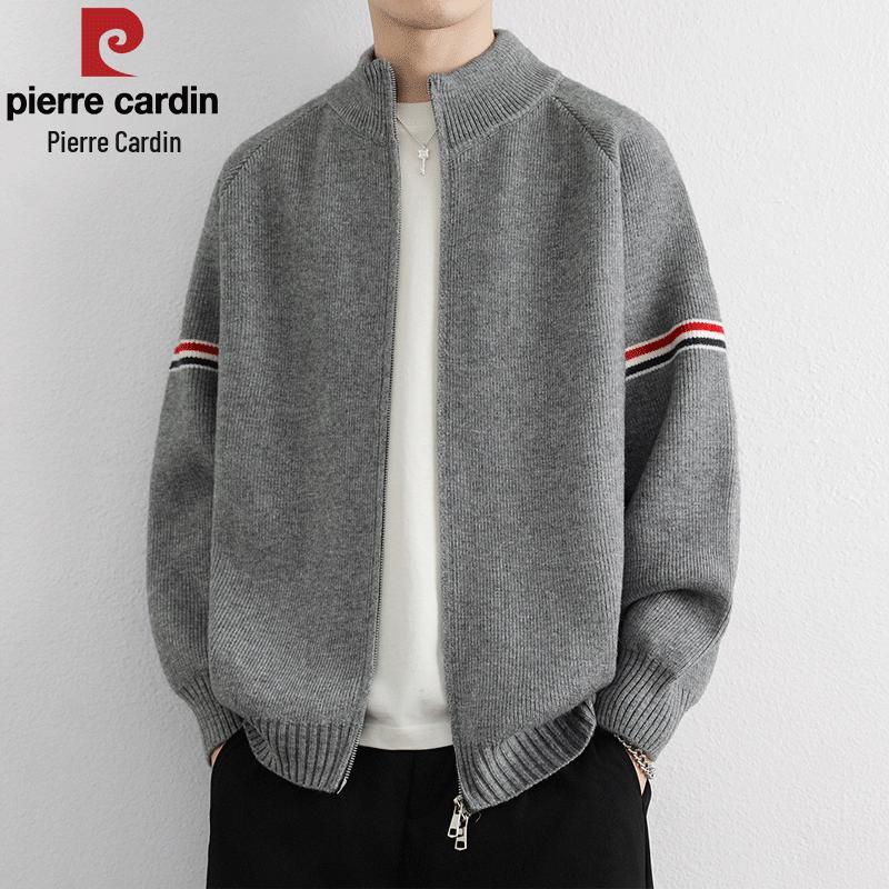 Pierre Cardin Men's Stand Collar Zipper Knit Cardigan