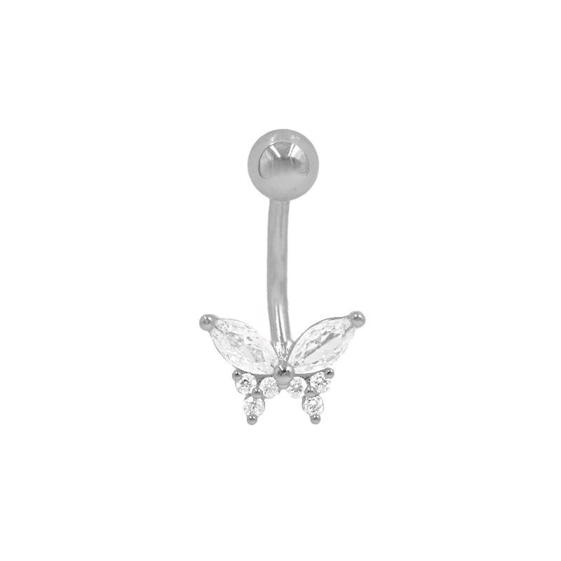 Gaibei Zircon Butterfly and Bird Navel Ring with Hollow Heart