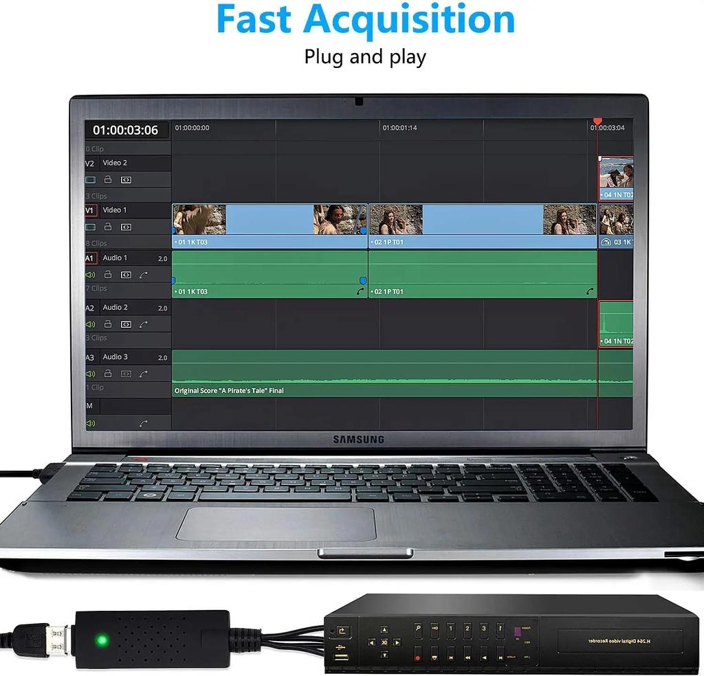 VHS To Digital Converter USB Audio Video Converter for Windows 7 8 10 Video Capture Card Digitize From Analog Video VCR VHS DVD