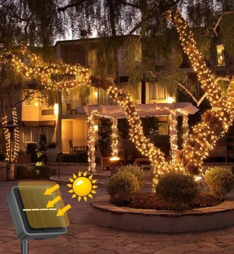 2X Girlanda Solarna Ogrodowa Druciki Łańcuch 200 Led 22M