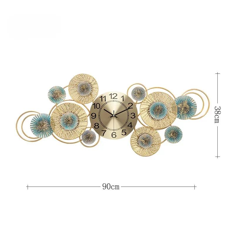 2025 New Luxury Fashion Living Room Decorative Clock Wall Clock Restaurant Creative Iron Atmosphere Silent Clock Wall Art X3O3G7