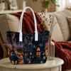 Halloween Spooky Castle Print Portable Shoulder Tote Bag for Daily Use