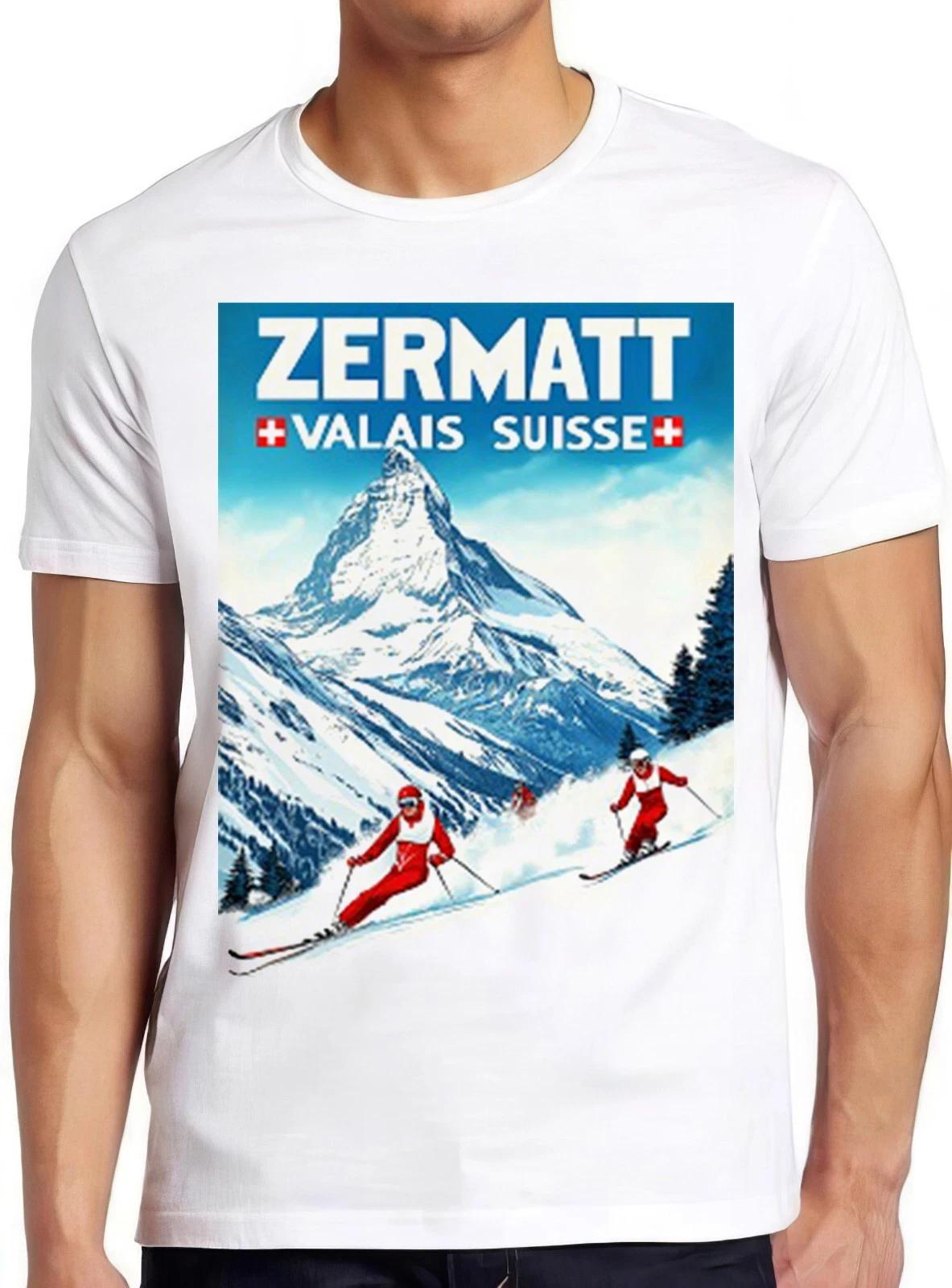 Swiss Alps Ski Zermatt Valais Switzerland Poster Cool Tee 3006 M