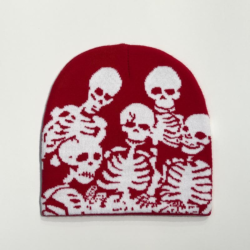 1pc Y2k Warm Beanie Cap,Street Skull Skeleton Beanie Winter Outfit,Suitable for Halloween,Christma,Outdoor Sports,Skiing Cycling