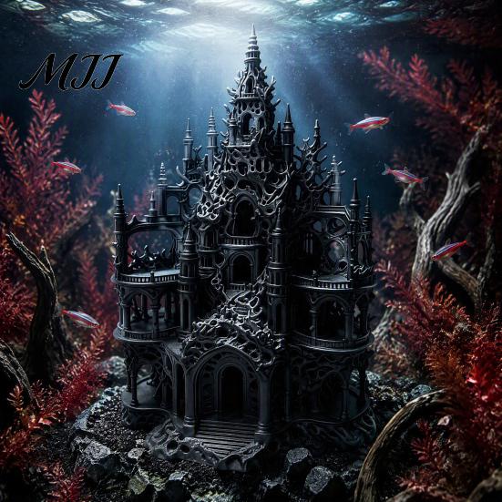 Fish Tank Hideout Cave Gothic Castle Aquarium Hideout, 3D Printed Betta Hide Cave, Small Shrimp Shelter Ornament, Decorative Coral for Resting
