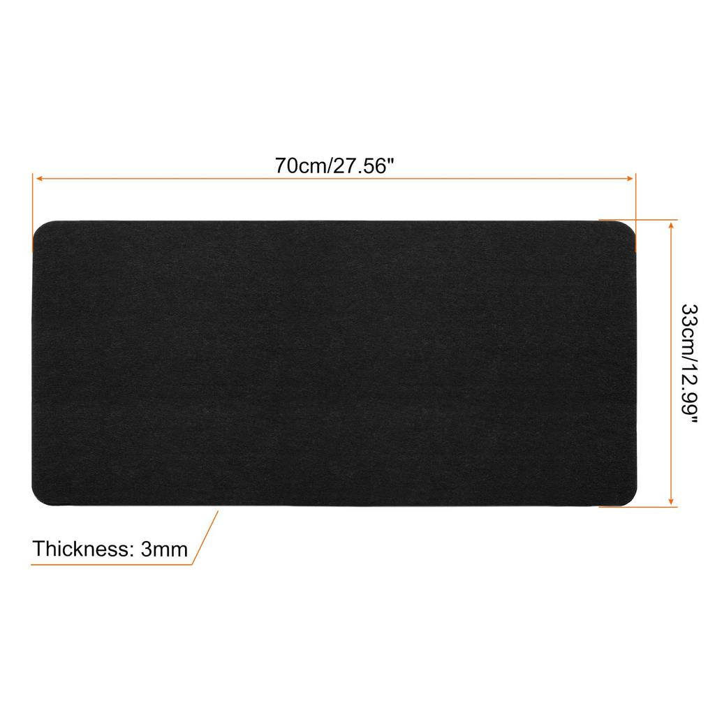 PATIKIL 70x33cm Desk Mat Protector Felt Dual Side Mouse Pad Writing Mat for Office Home Black