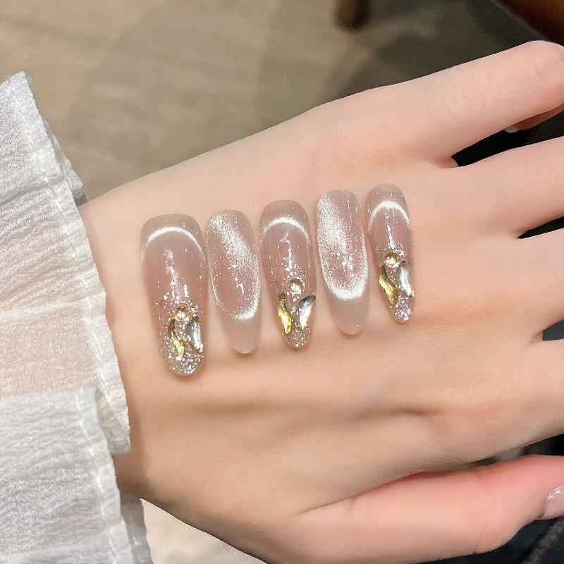 Cat's Eye Wearing Nail Pure Hand-made Nail Piece Fake Nail Wearing Nail Piece Advanced Sense Thin Dog Long