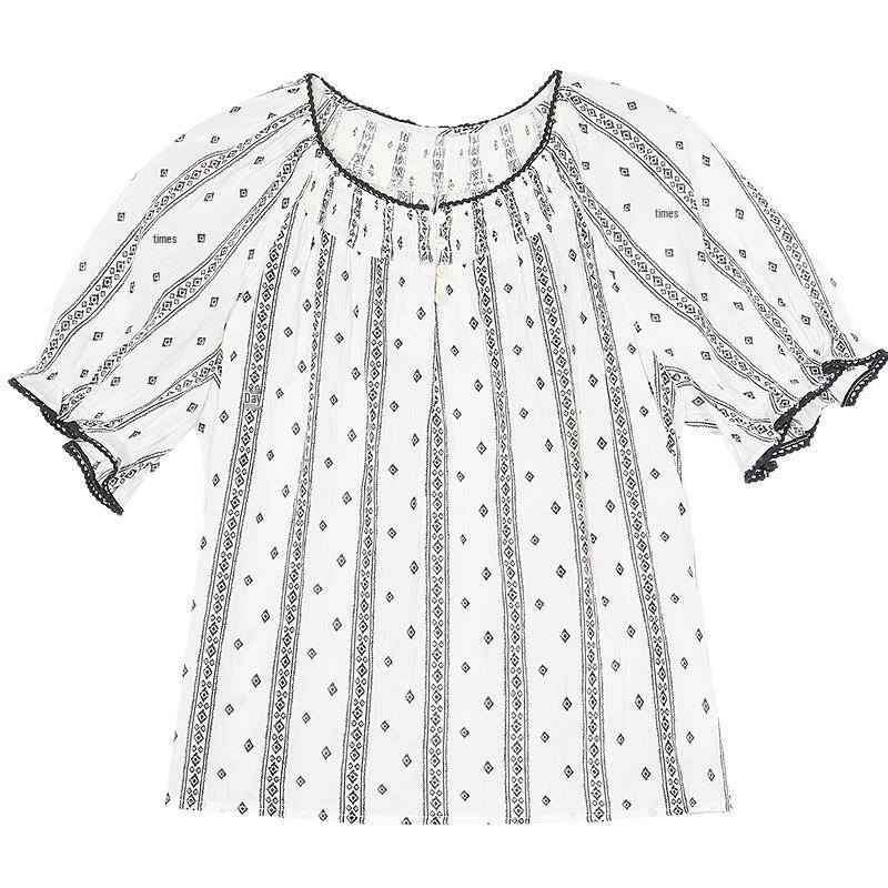 Betu Women s Striped Puff Sleeve Smocked Top S