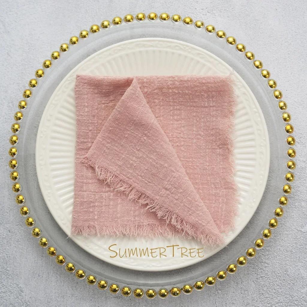 10pcs 32x32cm Cloth Napkins Pure Cotton Gauze Soft Napkin Handkerchief Vintage Banquet Garden Party Wedding Table Decoration